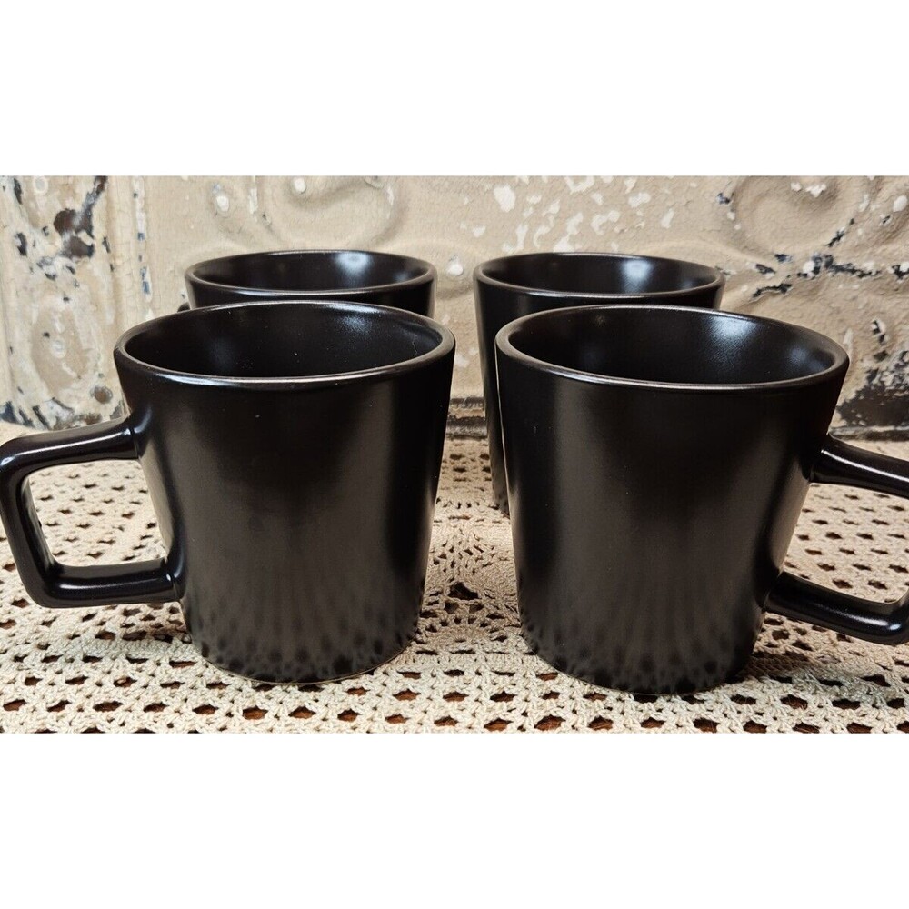 Set of 4 Stone + Lain Stoneware Ceramic Coffee Tea Cup Solid Dark Brown